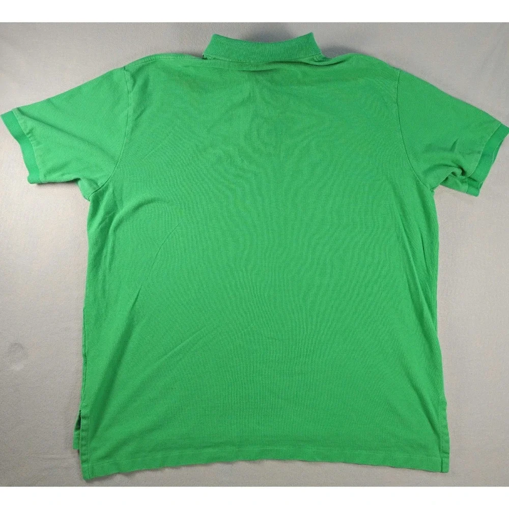 Polo Ralph Lauren Mens XXL Green Mesh Polo Shirt Orange Pony Short Sleeve